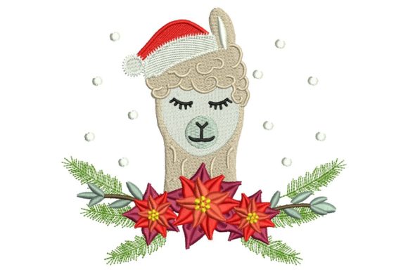 Christmas Llama Embroidery Design