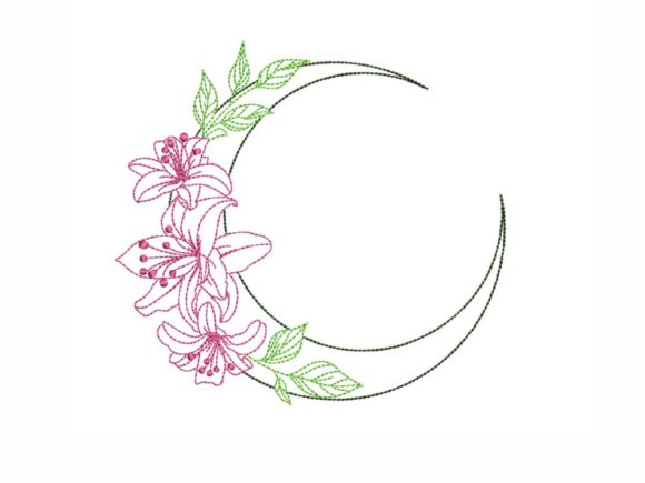 Floral Moon: A Magical Embroidery Design