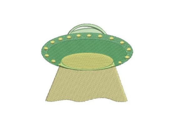 Green Spaceship Embroidery Design
