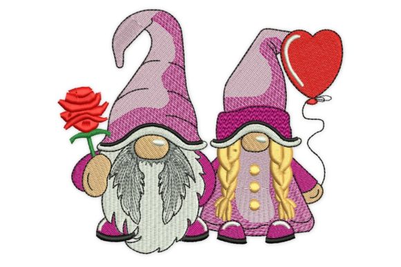 Love Two Gnomes Embroidery Design