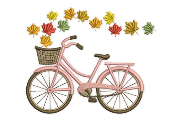 Maple Leaves Bike Embroidery Design