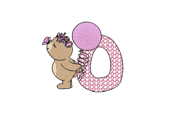 O Girl Teddy Embroidery Design
