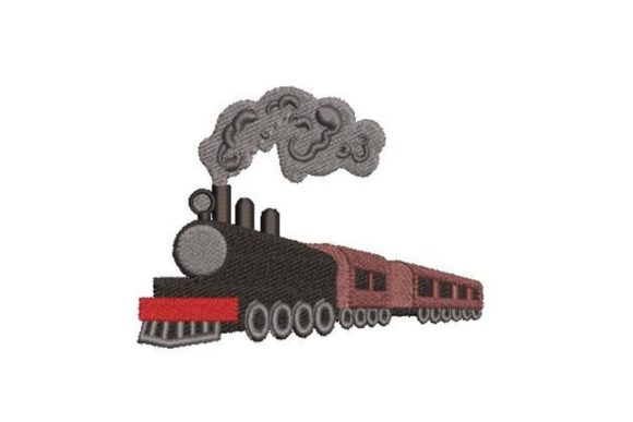 Old School Train Embroidery Design