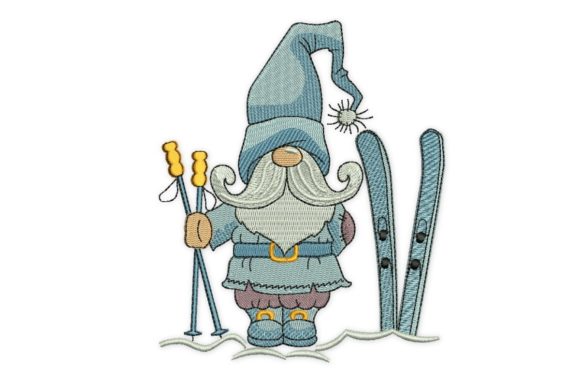 Ski Winter Gnome Embroidery Design
