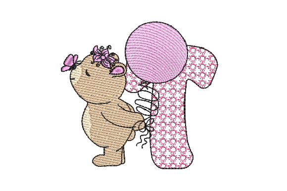 T Girl Teddy Embroidery Design