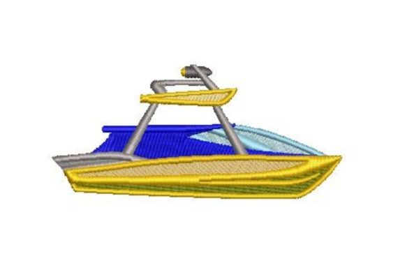 Wakeboarding Boat Embroidery Design